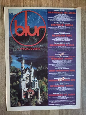 Blur - UK tour dates - 1996 - MUSIC ADVERT - 15 X 11 IN WALL ART - Damon Albarn