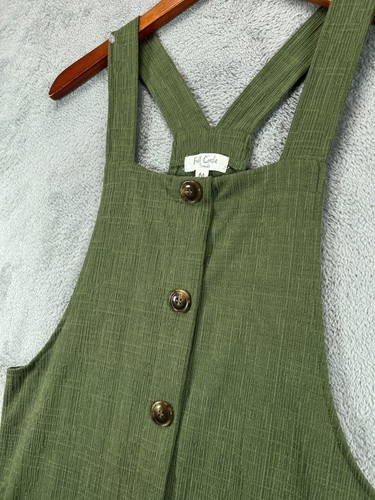 Full Circle Trends Womens Green Mini Overall Apron Dress Size Medium Sleeveless - Picture 9 of 10