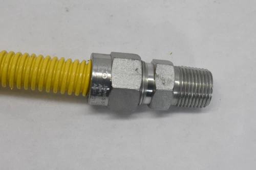 Jones Stephens G71119 18" Stainless Steel Gas Connector Yellow Hose 5/8 x 18 - Picture 4 of 5