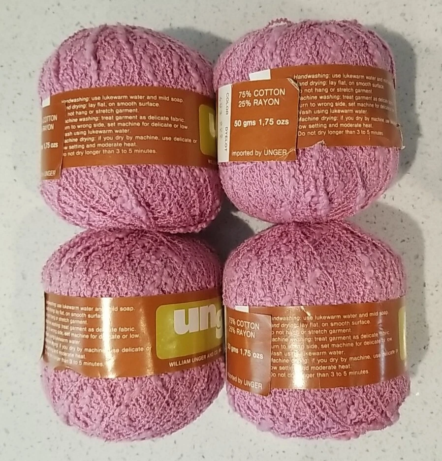 Lote de 4 bolas de hilo Unger Riccione #403 púrpura rosado claro mismo tinte #222 Foto 4 de 4