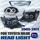 <!--F#f_0-->For Toyota HILUX 05~11 Headlights PAIR Black LED HALO Projector Angel Eyes<!--F/-->
