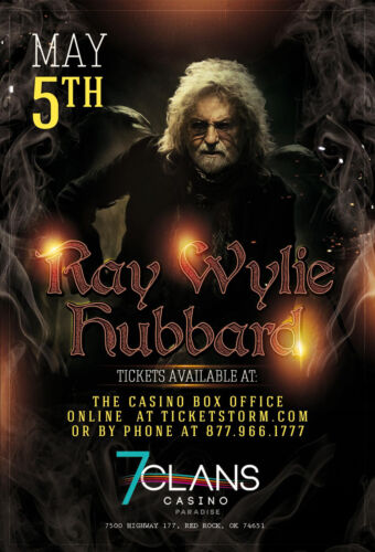 RAY WYLIE HUBBARD 2018 OKLAHOMA CITY CONCERT TOUR POSTER - Americana, Country  - Afbeelding 1 van 1