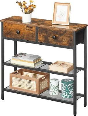 HOOBRO Console Table Hallway Table w/ 2 Non-woven Drawers Sofa Table Side Table