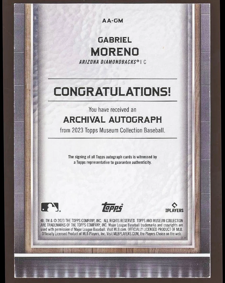 2023 Topps Museum Gabriel Moreno Auto Rookie #136/299 RC Archival Autograph AAGM - Image 2 of 2