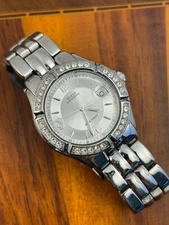 Guess Waterpro Women's Watch Date Stainless Steel Crystal Bezel 35mm-New Battery
