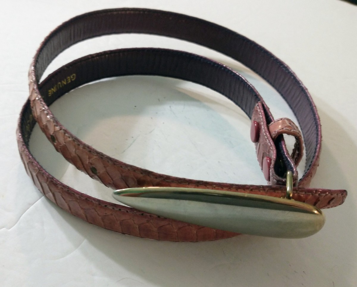 Womens Fashion Belt Size: ML Genuine Brown Snakeskin Made In 