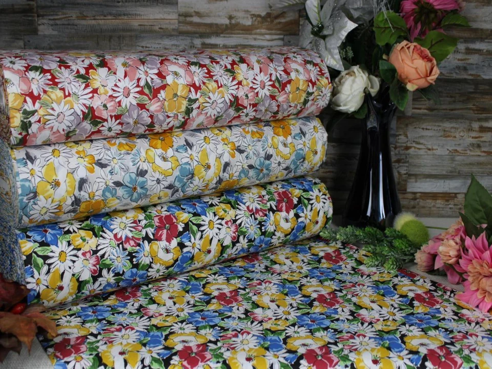 240cm Popeline Baumwolle Stoffe Baumwollstoff Meterware Blumen Meterware ÖKO-TEX - Bild 3 von 4