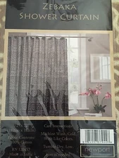 Newport Home ZEBAKA Shower Curtain Black 72 X 72 New