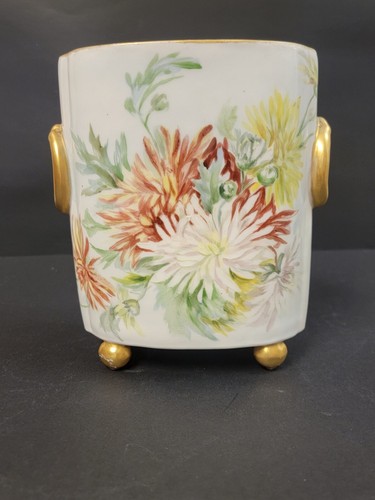 VINTAGE GUERIN LIMOGES PORCELAIN HP CACHEPOT VASE DESK CACHE POT - Picture 5 of 9
