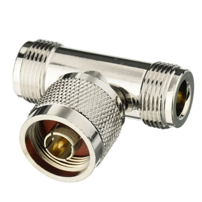 N Male to Female to Female Tee Connector Adapter for WiFi Repeater Yagi Antenna