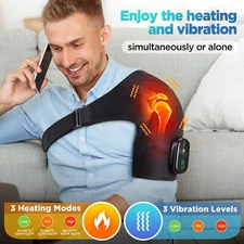 Electric Heated Shoulder Massager Brace with Vibration Therapy Joint Pain Relief