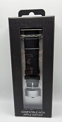 Vince Camuto Leather Apple Watch Band 42/44/45mm Black WV