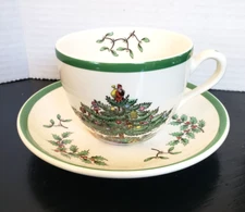 Vintage Spode England S 3324 L Christmas Tree Teacup & Saucer Set