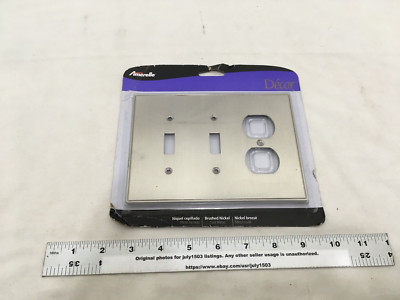 Amerelle Halle 3-Gang 2-Toggle 1-Duplex Metal Wall Plate BRUSH NICKEL 70TTDBN sw