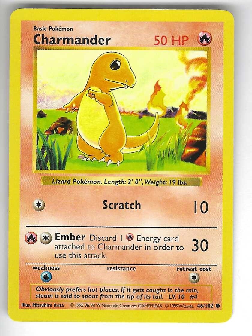 初版美品　Base set ヒトカゲ　Charmander シャドーレス旧裏 初版美品 Base set ヒトカゲ Charmander シャドーレス旧裏