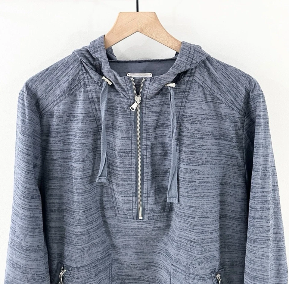 Lou & Grey Space Dye Half Zip Hooded Pullover Blue Size Large - Image 4 of 4