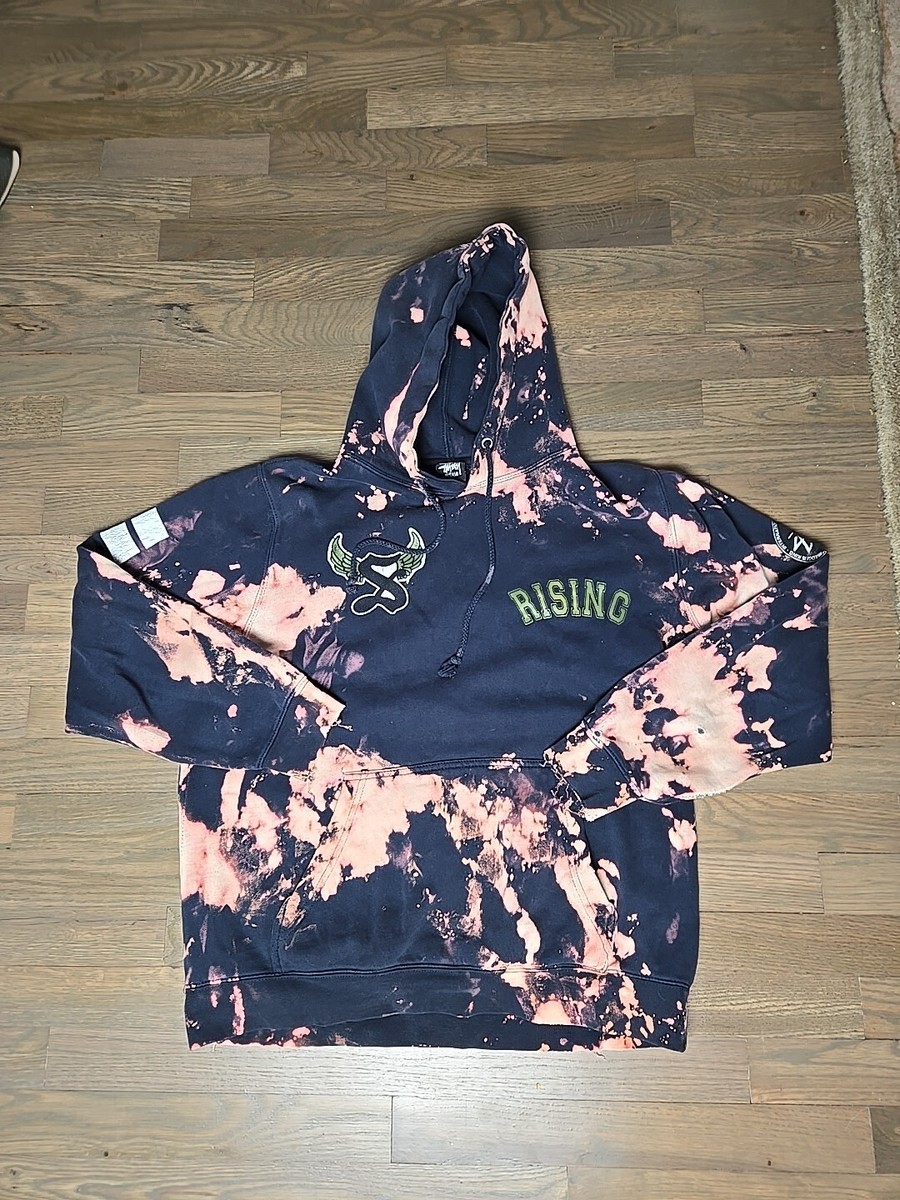 Stussy Bleached Hoodie Sz M Distressed Vtg Rare Worldwide Stussy Bleached Hoodie Sz M Distressed Vtg Rare Worldwide