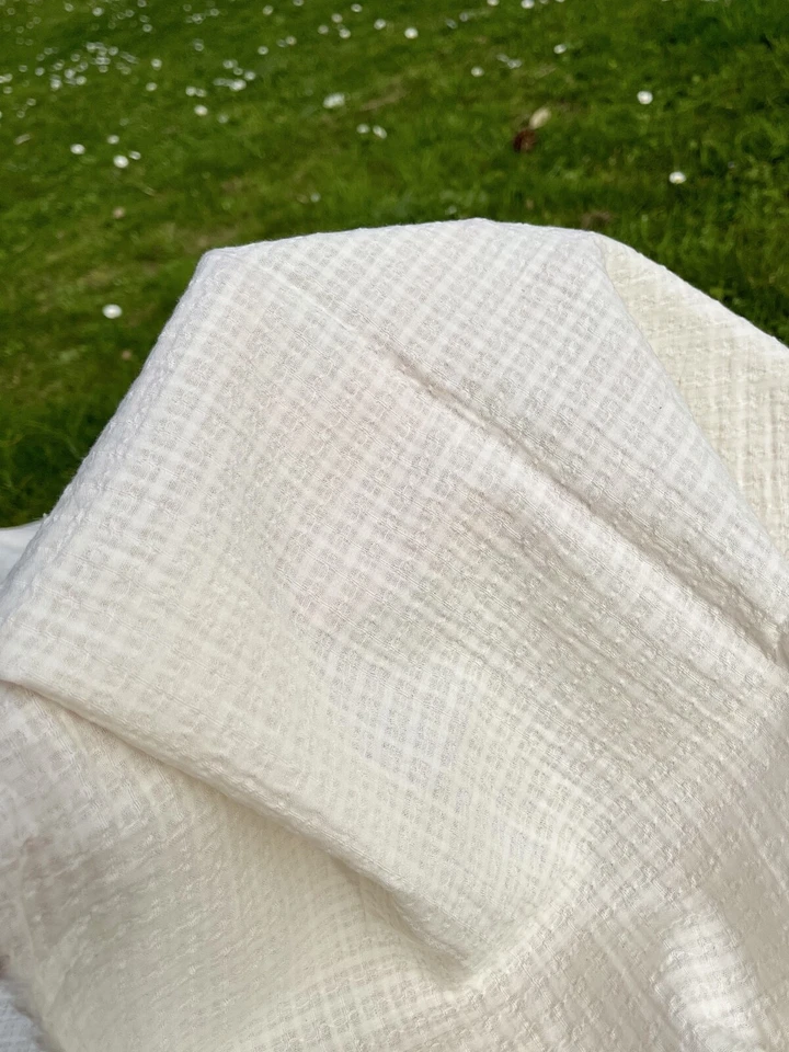 Organic Cotton Fabric By 2 Meters, Windowpane Pattern, Dobby Face Fabric. - Image 3 of 4