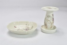 Vintage SET FLORAL BUTTERFLY PORCELAIN SOAP  TOOTHBRUSH HOLDER JAPAN 07797