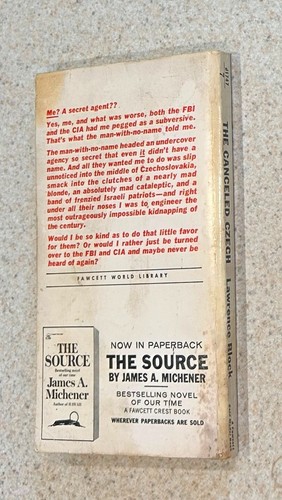 Lawrence BLOCK -- Canceled Czech (Mystery) -- 1966 SIGNED 1st Ed PB (B) - Picture 2 of 3