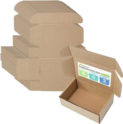 Golden State Art 6x4x2 inches Shipping Boxes Pack of 26 Brown Corrugated Card...