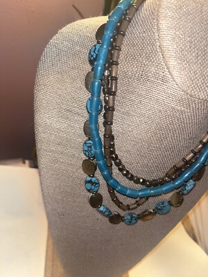 Faux Turquoise Teal Multi Beaded Necklace 18” Lot M | eBay