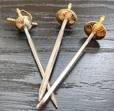 Vintage Toledo Mini Miniature 3.5" Sword Brass & Enamel coloring - lot of 3