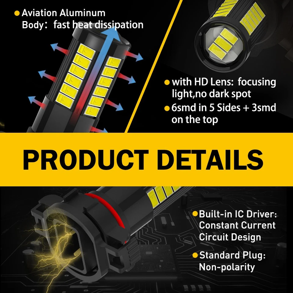 AUXITO LED Bulb Fog Driving Light H16 5202 6000K Super Bright White CANBUS 2/10x - Изображение 4 из 4