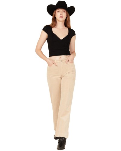 Dear John Women's Fiona Corduroy High Rise Wide Leg Stretch Jeans - DPM55E265FMR