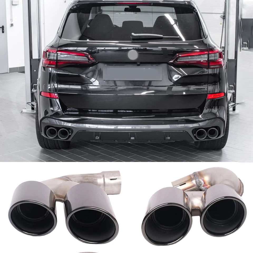 FÜR BMW X5 F95 G05 xDrive Auspuffblenden Schwarz Endrohre Doppelrohr nur 2.0L - Bild 1 von 4