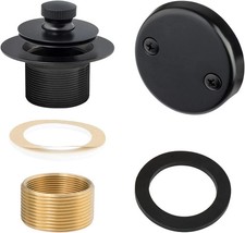 Matte Black Lift Turn Tub Trim Set with Two-Hole Overflow Faceplate and No.