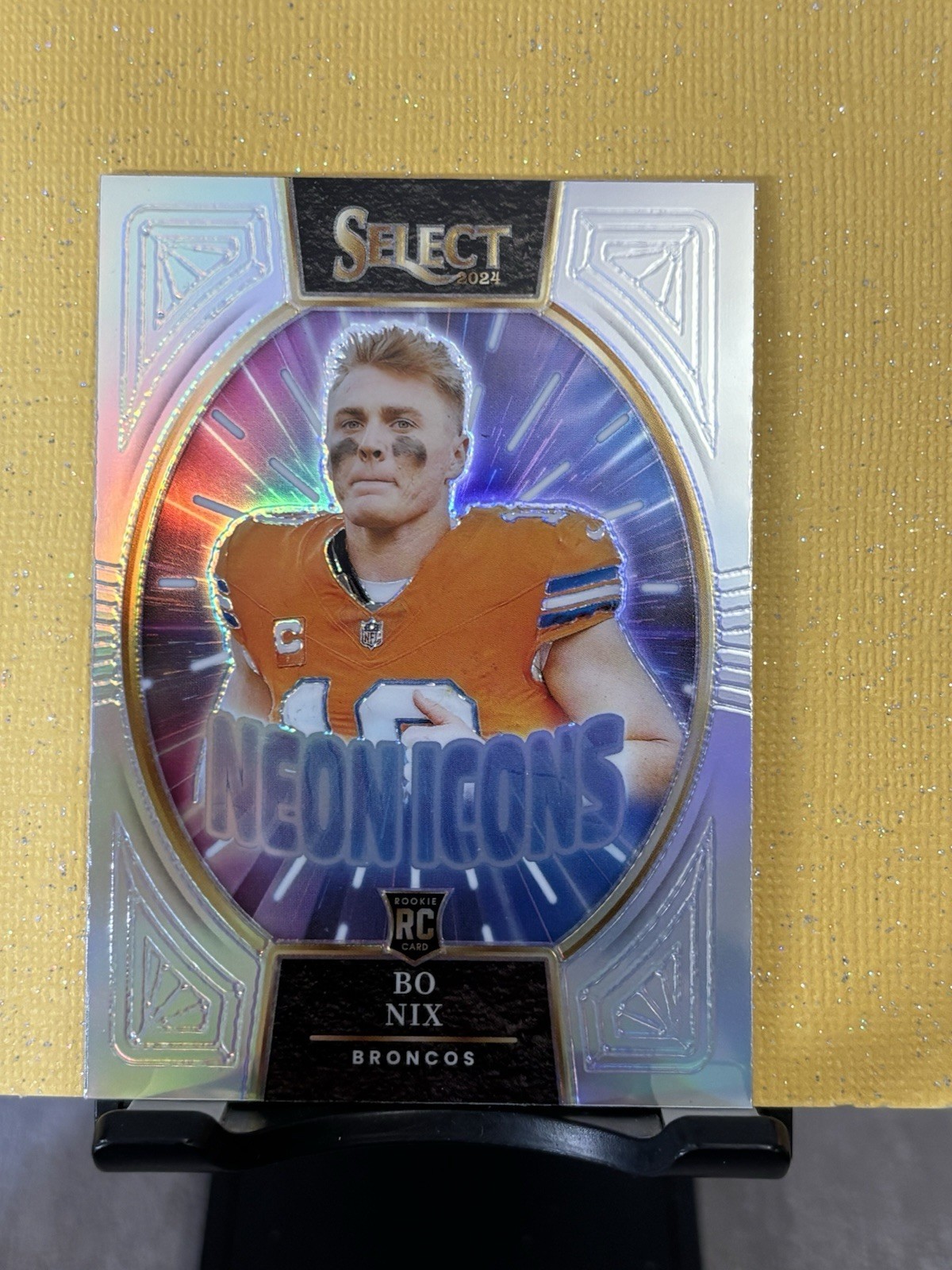 2024 Panini Select - Neon Icons Bo Nix #14 Silver Prizm (RC)