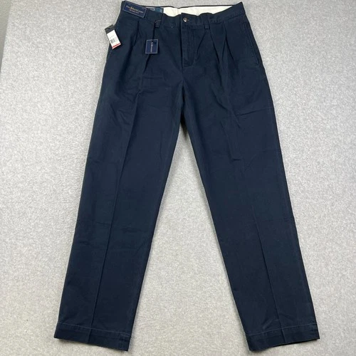 NEW Polo Ralph Lauren Ethan Pleated Pants Chino 33x32 Mens Blue Cotton NWT