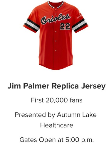 Maglia replica Baltimore Orioles Jim Palmer XL SGA 23/08/2025 MLB Go Os! NUOVO 2025 - Foto 4 di 5