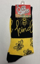 Sillies Socks Bee Kind One Size Crew Medium Cushion 70% Cotton Yellow Black New