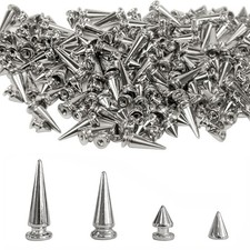 200 Sets Silver Cone Spikes Multiple Sizes Screw Back Studs Punk Rock Bullet Riv
