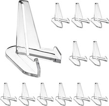 Hipiwe 12 Packs Acrylic Easel Stands Clear Mini Coin Display