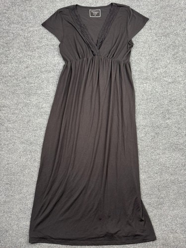 Charter Club Intimates Black Lace Trim Maxi Nightgown Empire Waist Size M