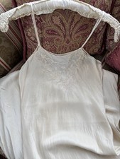 Vintage 1930s Silk Slip Dress Bias Cut Mesh Appliqu  Ivory Cream Gown Bridal