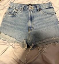BDG High Rise Cut Off Denim Shorts Light Wash Blue Button Pockets Women's 29