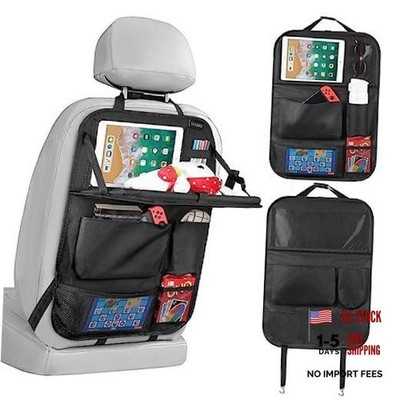 Car Backseat Organizer with Tablet Holder,6 1 Pack with Food Tray Carbon Black