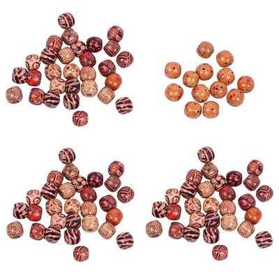 100 Pack Vintage Gedruckte Holzperlen Verschiedene Formen Lose Holzperlen Für
