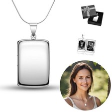 925 Silber Medaillon Fotoanhänger Amulett Geschenkidee Aufklappbar Halskette