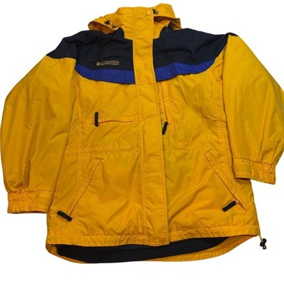 Vintage Columbia Boulder Ridge Jacket Zip Detachable Hood Yellow Women's Medium