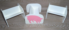 Book Case Shelf 3x Pig Animal Childrens Holders Wooden Nursery Storage Used Good