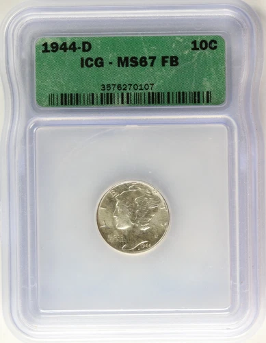 1944 D Mercury Dime IGC MS67 FB