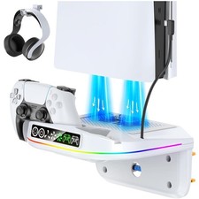 PS5 Wall Mount Kit with Cooling Fan Charging Station