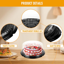 20 Pack 8" Disposable Cake Containers Lids Carriers Plastic Container Clear