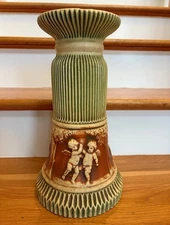 Lovely Antique Roseville Donatello Cherub Art Pottery Pedestal 15" Tall x 6 1/2"