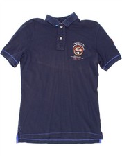 NAPAPIJRI Mens Graphic Polo Shirt Medium Navy Blue Cotton AB13